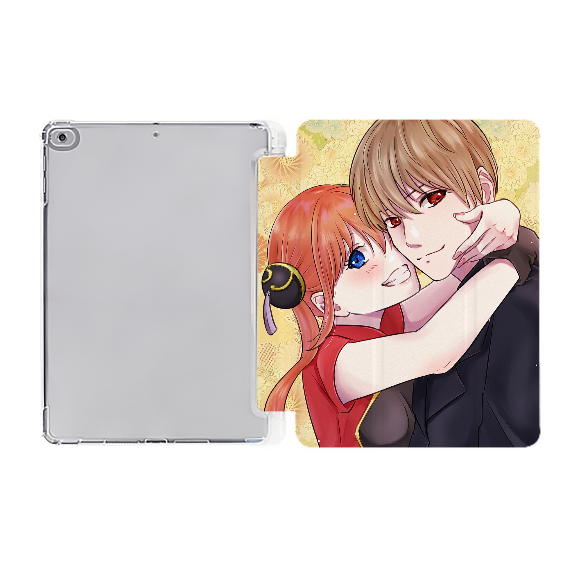 ぎんたま 坂田銀時（さかたぎんとき） 神楽 志村新八（しむら しんぱち） GINTAMA Sakata Gintoki Kagura Shimura Shinpachi IPad ケース ペン収納付き 三つ折りスタンド PUレザー×シリコン 対応機種9.5/10.5/10.9インチ